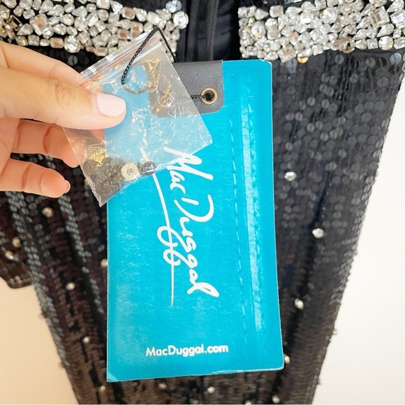 Mac Duggal Sequin Rhinestone Long Sleeve Maxi Formal Dress Gown Black 10736 - Picture 8 of 10